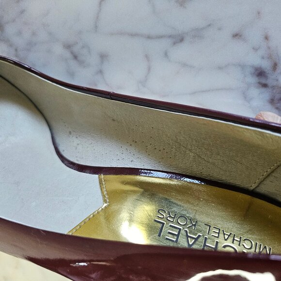 Michael Kors Women's Stilettos Burgundy Leather High Heels Pumps Shoes - Picture 9 of 9